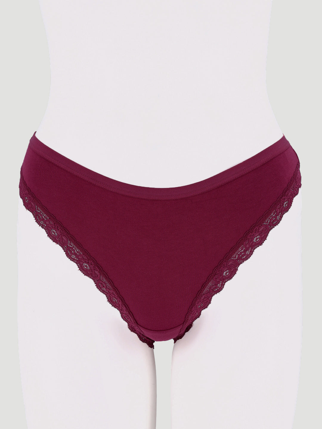 3 Pack Cotton Stretch Brazillian Panties - Burgundy/Light Pink/Coral