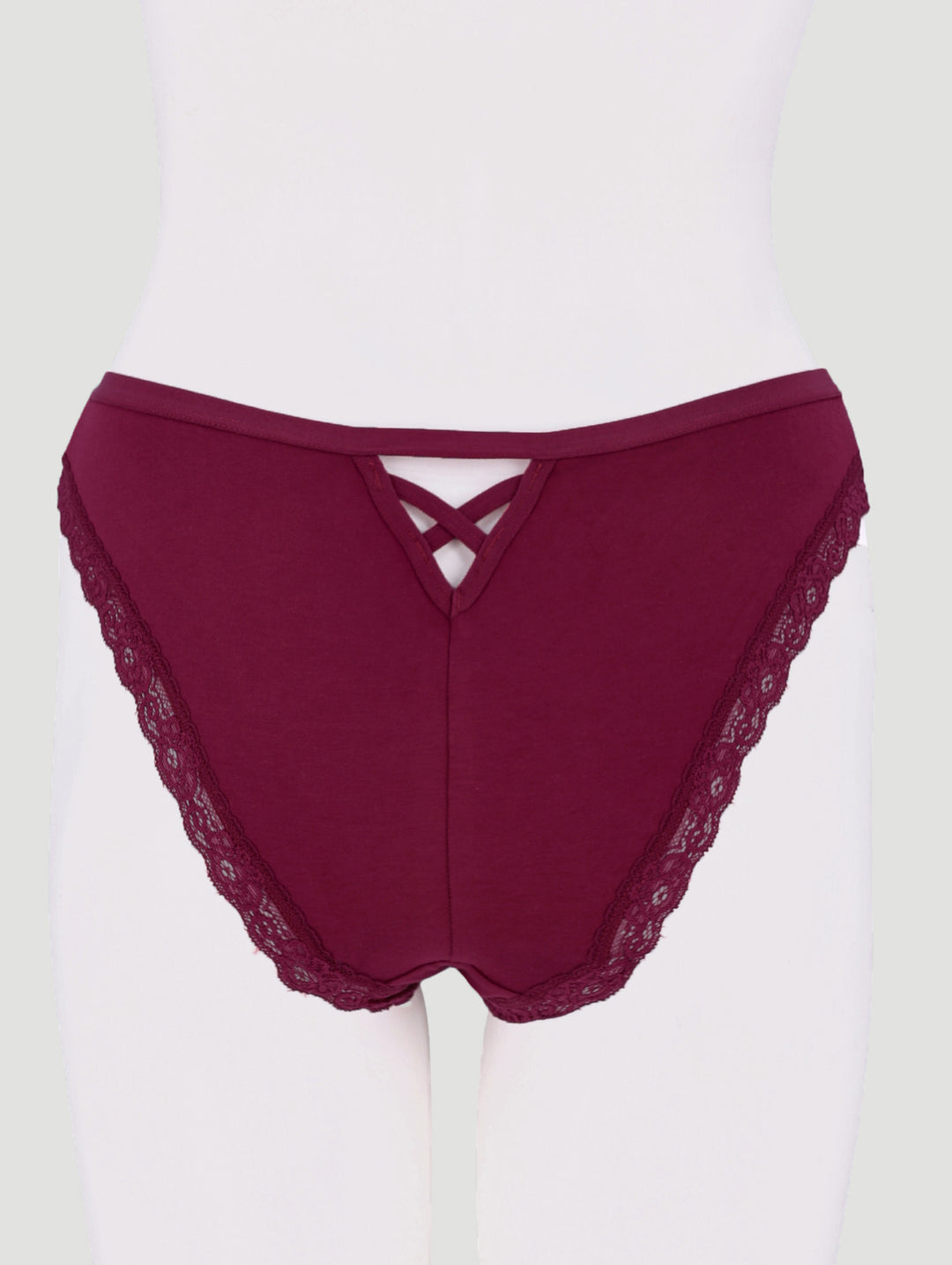 3 Pack Cotton Stretch Brazillian Panties - Burgundy/Light Pink/Coral