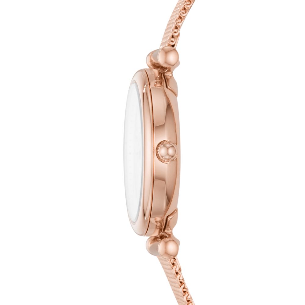Carlie Mini Three-Hand Stainless Steel Watch - Rose Gold