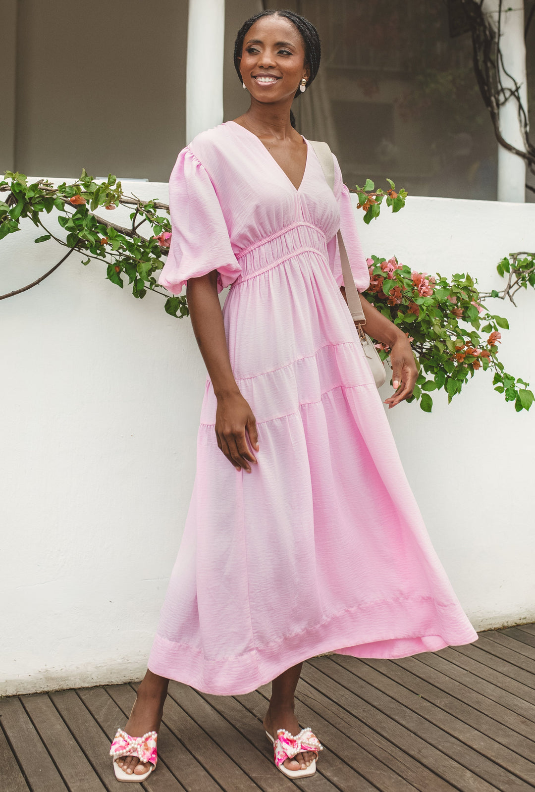 strapless open back dress Kinsey Bow Bubble Dress in Hot Pink – Sixteen main image 1