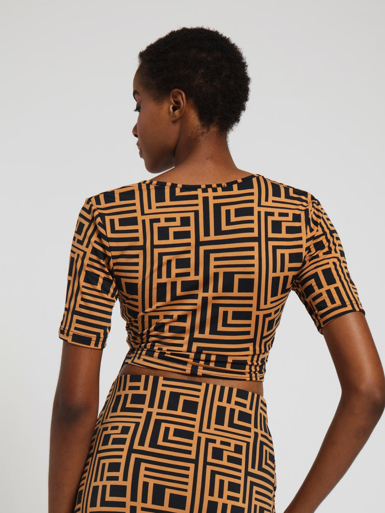 Short Sleeve Slinky Wrap Top - Multi