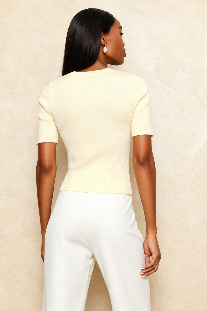 Ribbed Line Detail Pullover - Butter Yellow