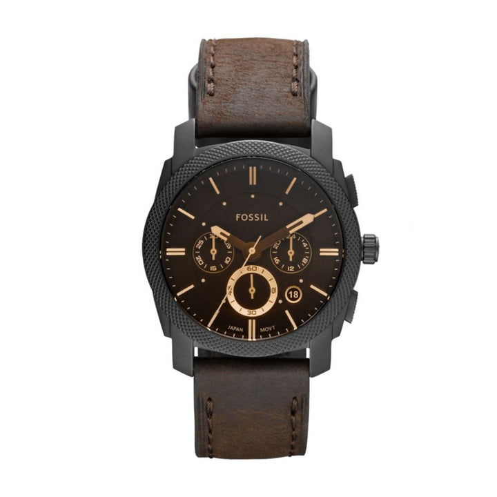 Machine Chronograph Leather Watch & Bracelet Box Set - Black