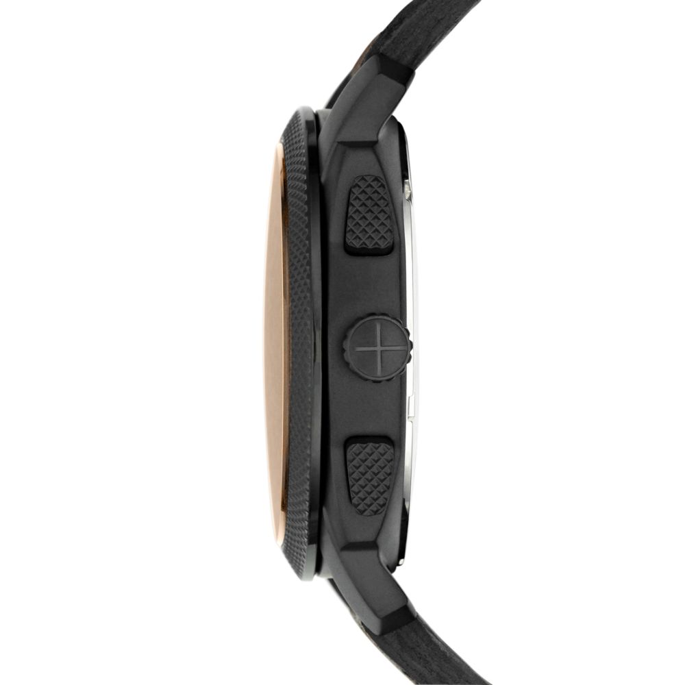 Machine Chronograph Leather Watch & Bracelet Box Set - Black