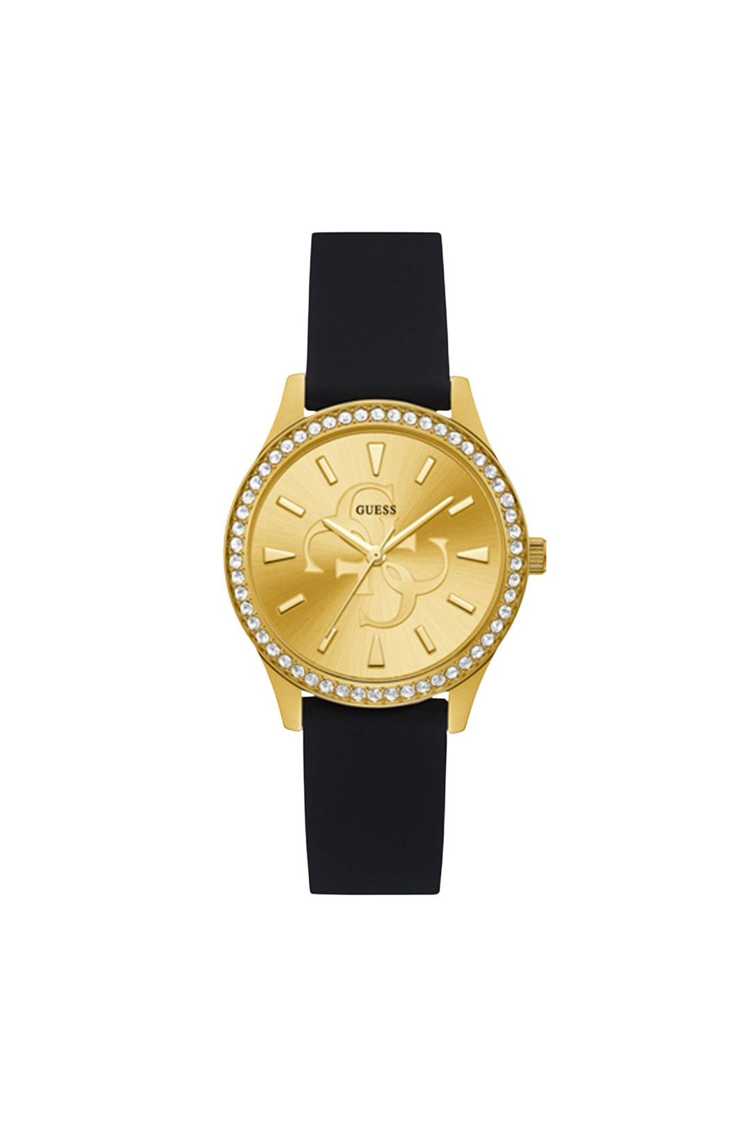 Gold Case & Dial Watch With Black Silicon Strap - Gold