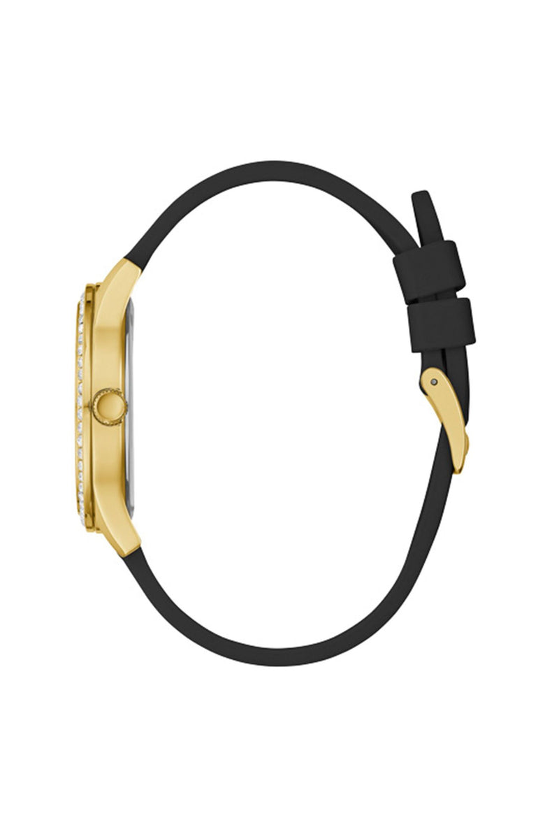 Gold Case & Dial Watch With Black Silicon Strap - Gold