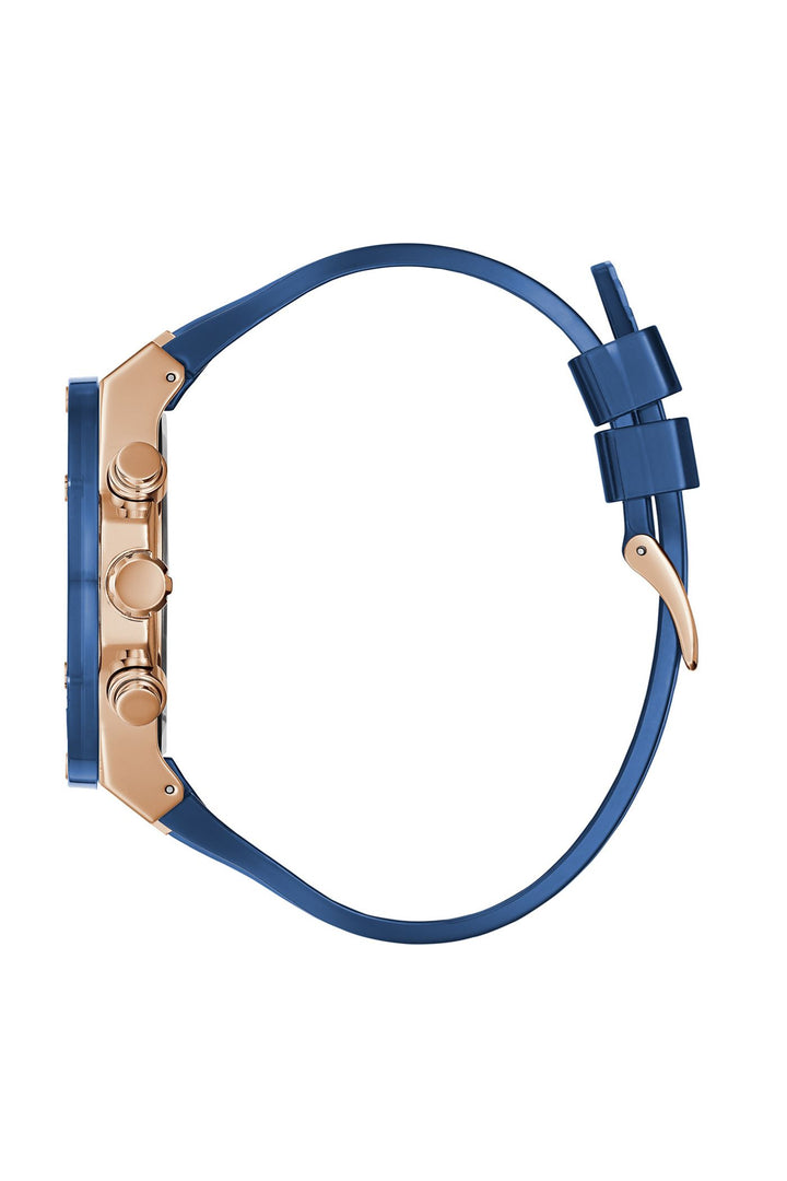 Rose Gold Case With Nylon Transparent Dial & Blue And Rose Gold Strap - Rose Gold