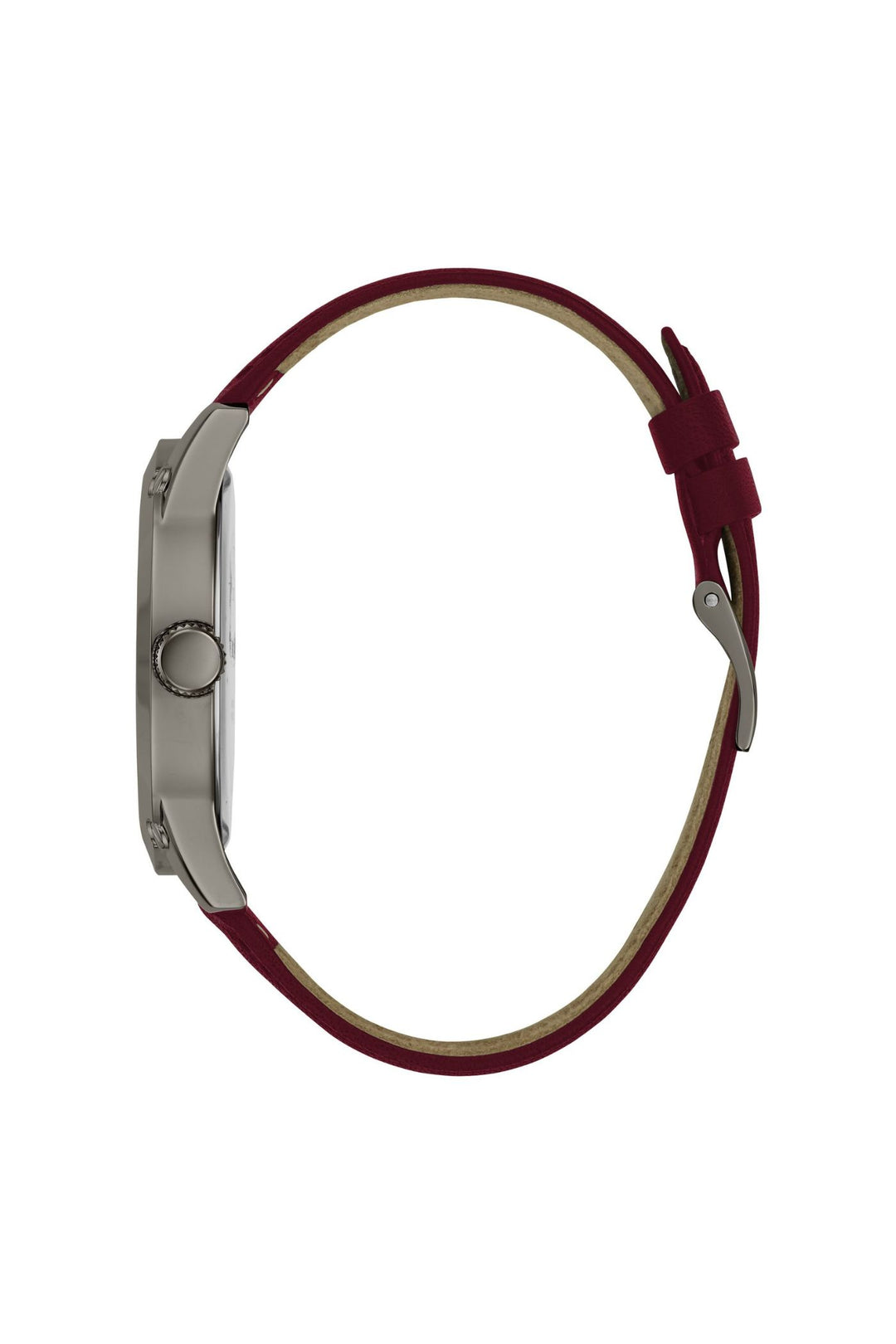 Black Case Watch With Black Dial & Burgundy Leather Strap - Black