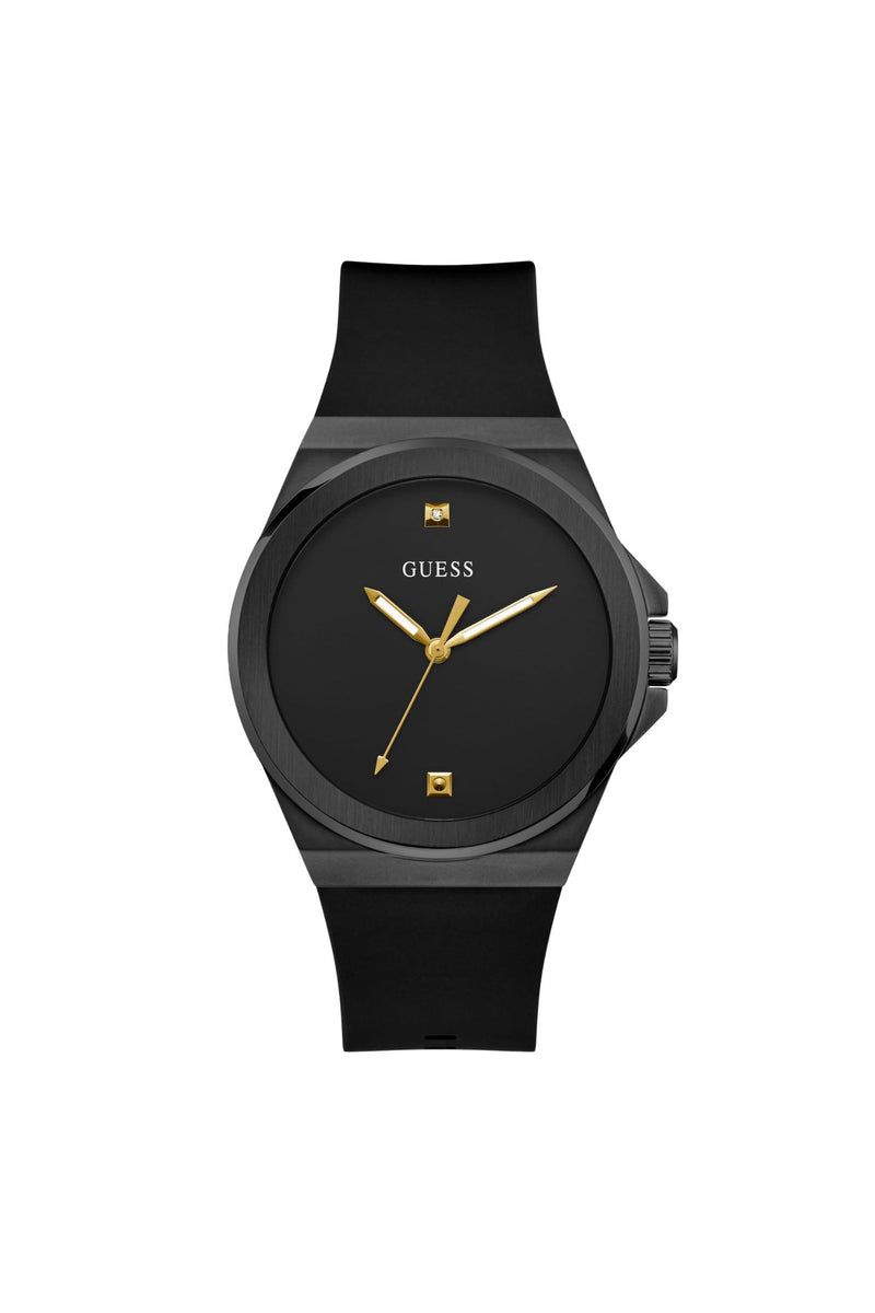 Black Case Watch With Black Dial & Silicone Strap - Black