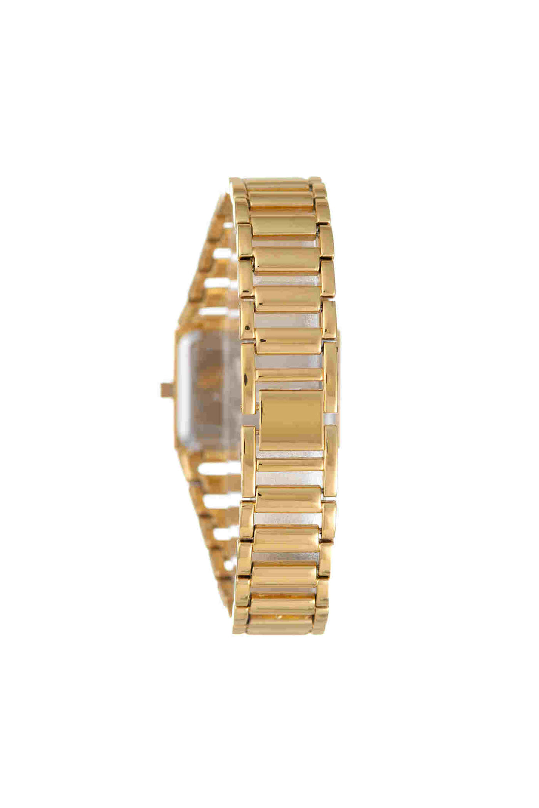 Gold Rectangle Cuff Bracelet Champagne Dial Watch - Gold
