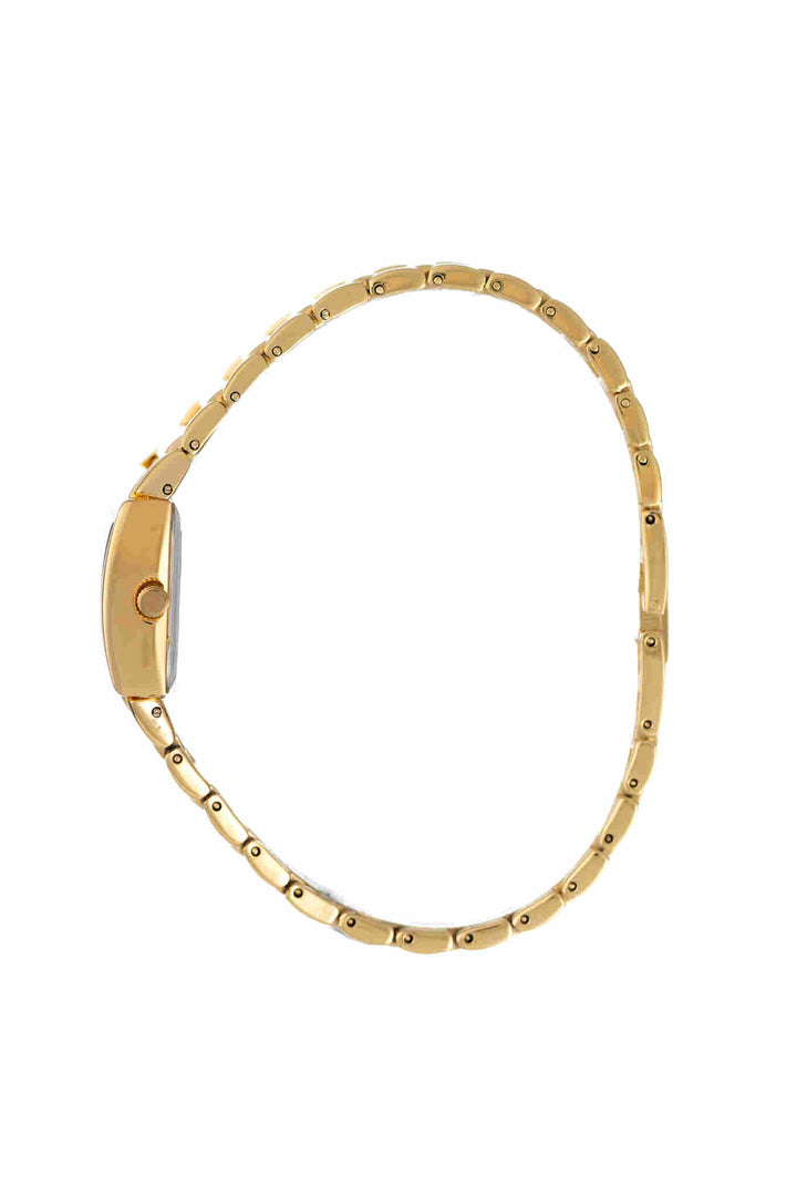 Gold Rectangle Cuff Bracelet Champagne Dial Watch - Gold