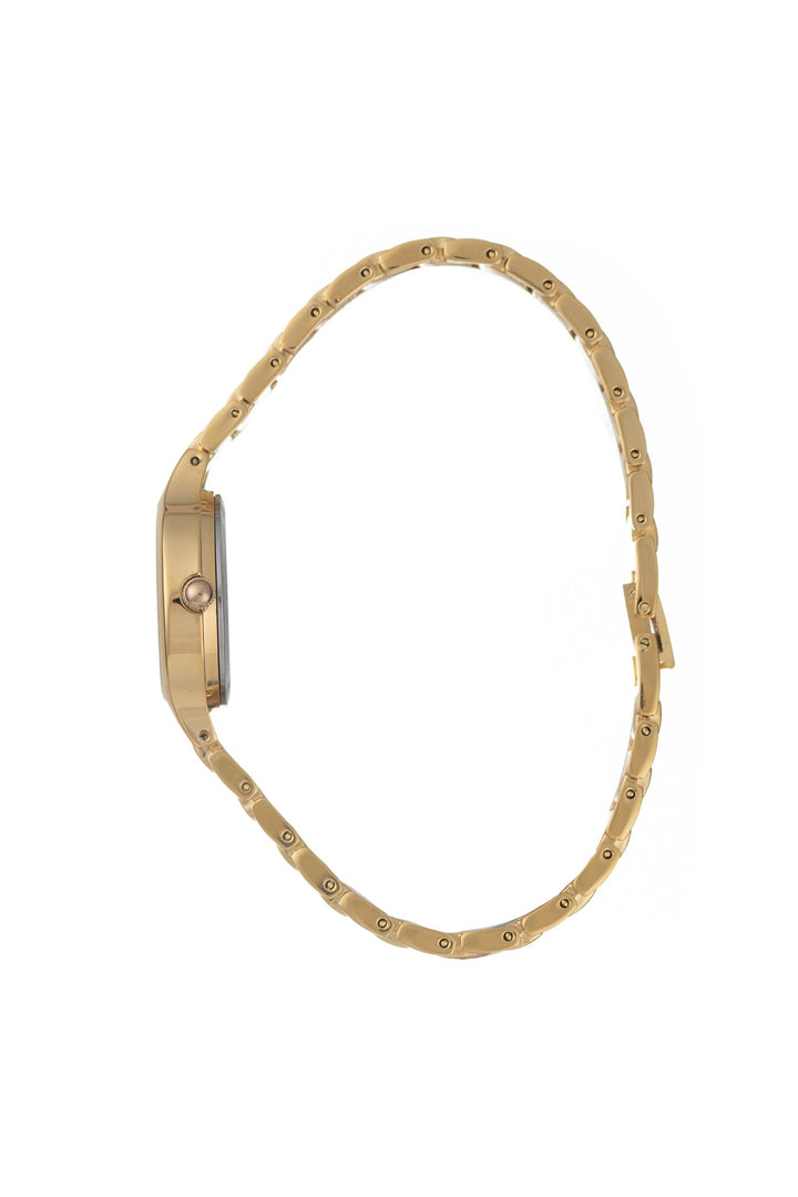 Round Champagne Stones Dial Bracelet Watch - Gold