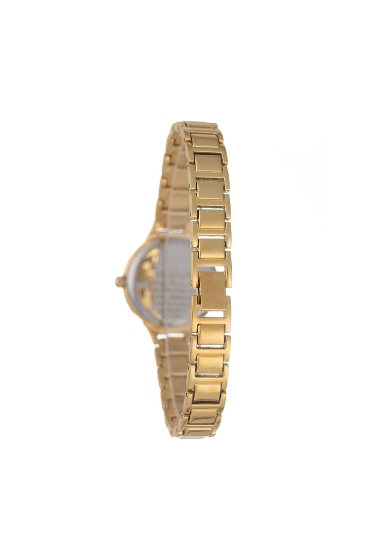 Round Champagne Stones Dial Bracelet Watch - Gold