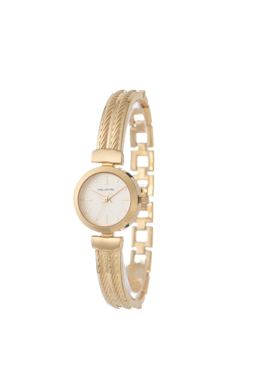 Round Champagne Dial Cable Bangle Watch - Gold