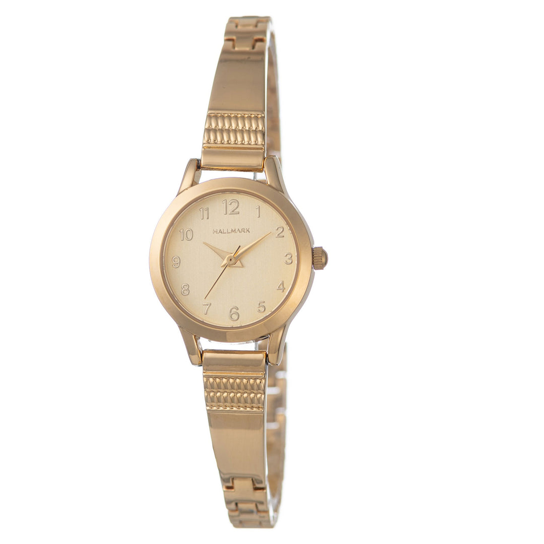Ladies Round Gold Solid Bangle Champagne Dial Watch
