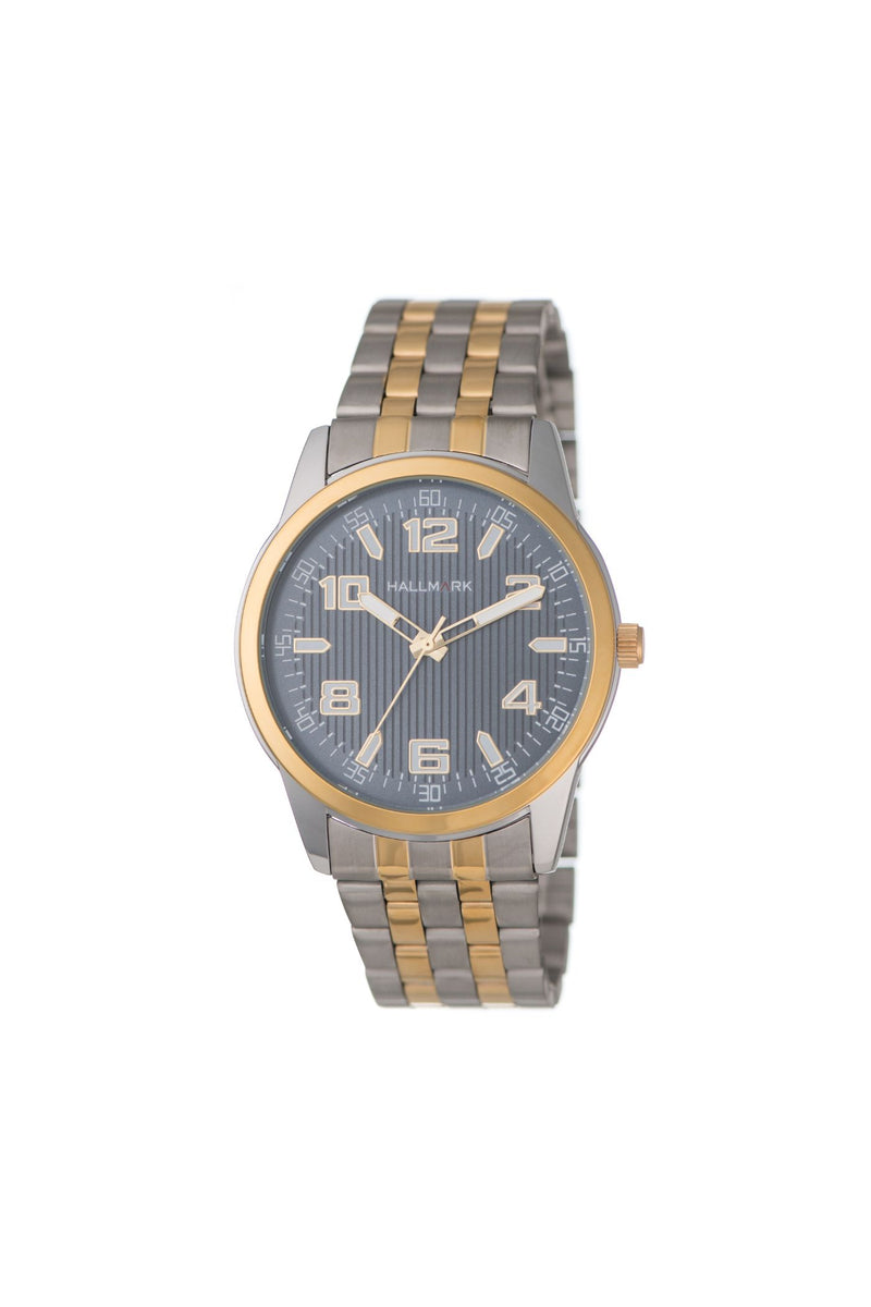 Two Tone Round Bracelet Blue Dial Watch - Silver
