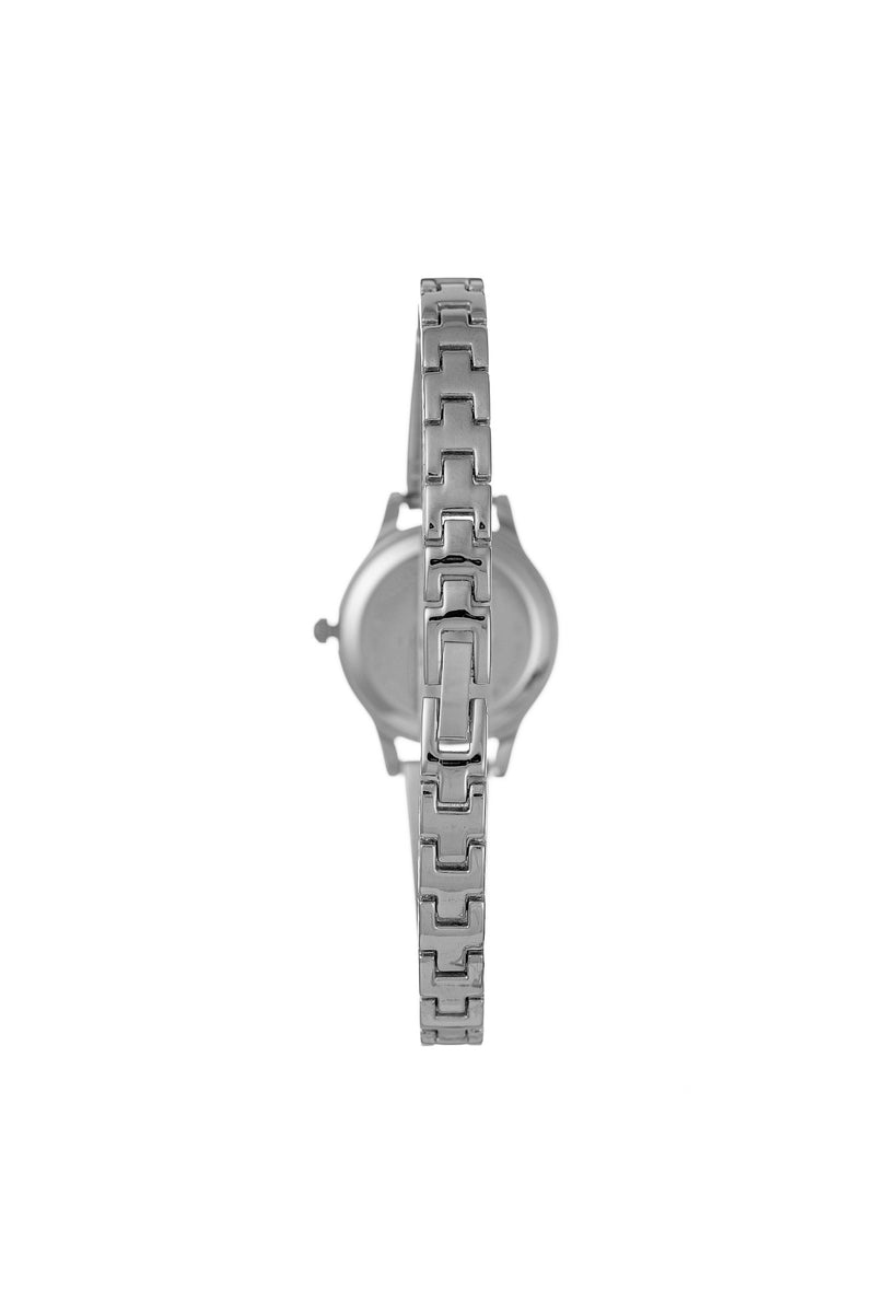 Silver Round Etched Bangle Watch - Silver