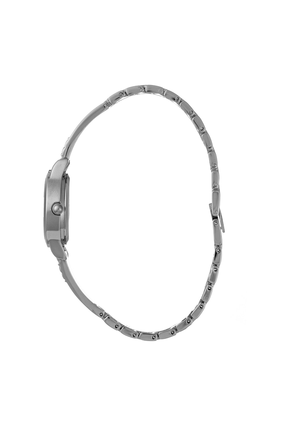 Silver Round Etched Bangle Watch - Silver