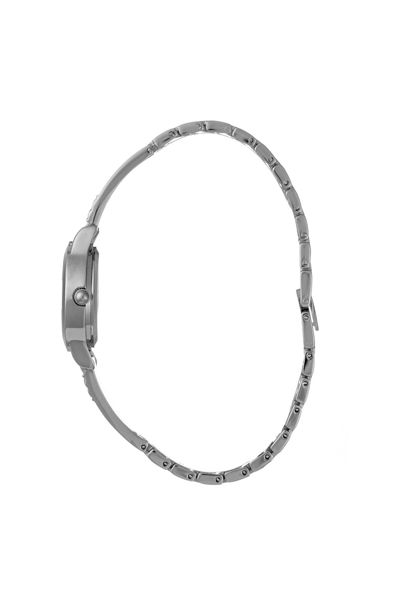 Silver Round Etched Bangle Watch - Silver