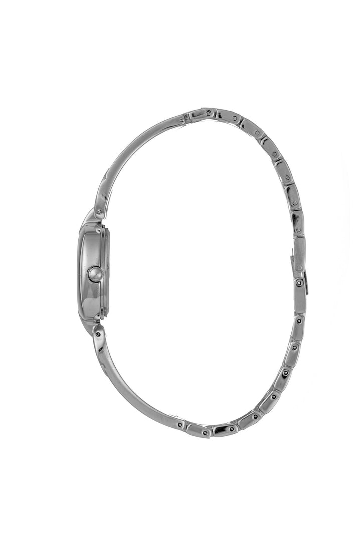 Round Silver Open Link Bangle Silver Dial Watch - Silver