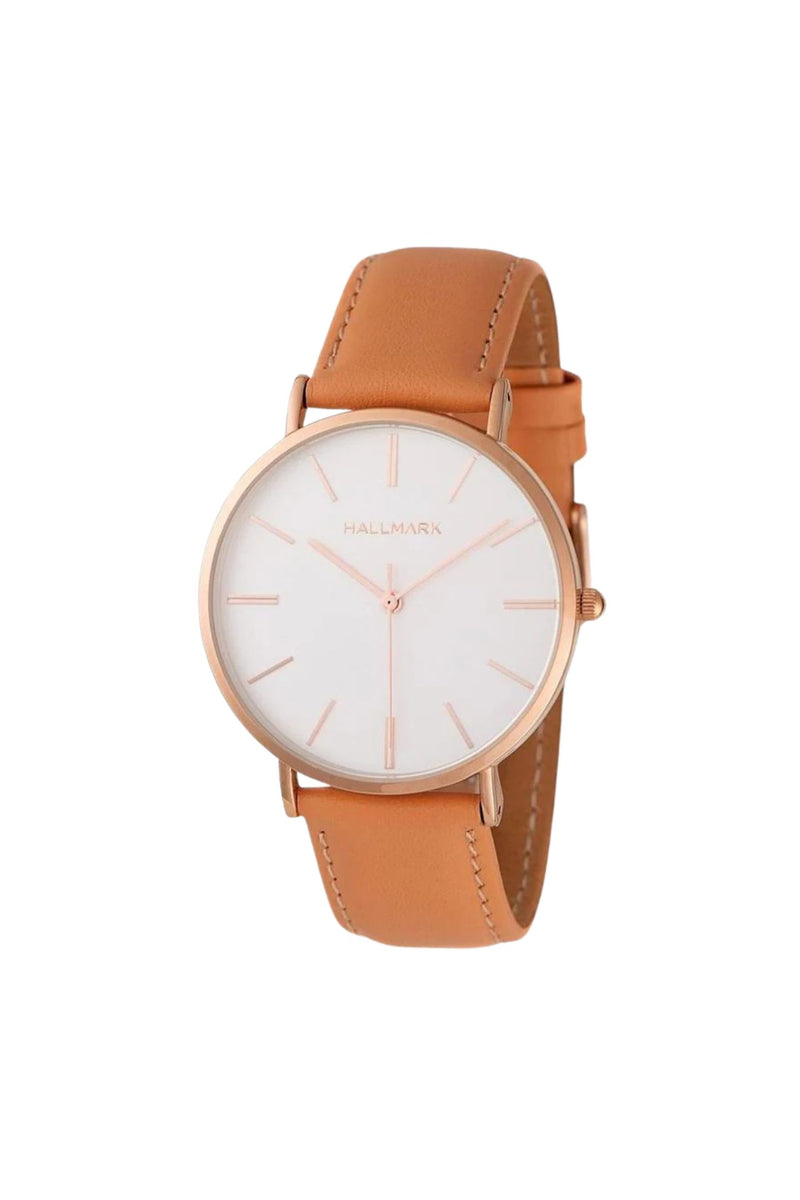 Rose Gold Tan Pu Leather Watch - Rose Gold