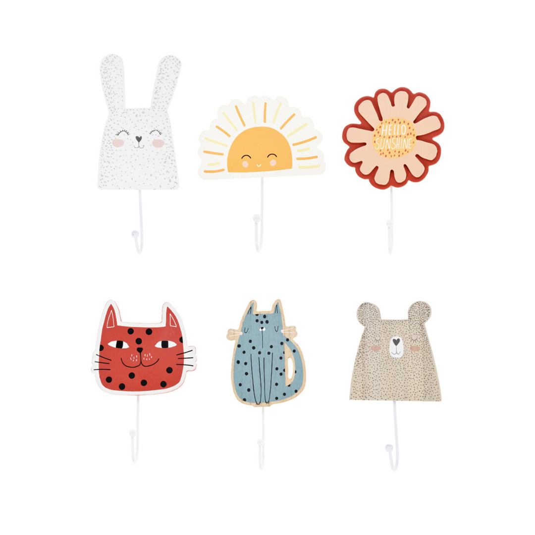 Keedo 6 Piece Animal Wall Hook - Multi