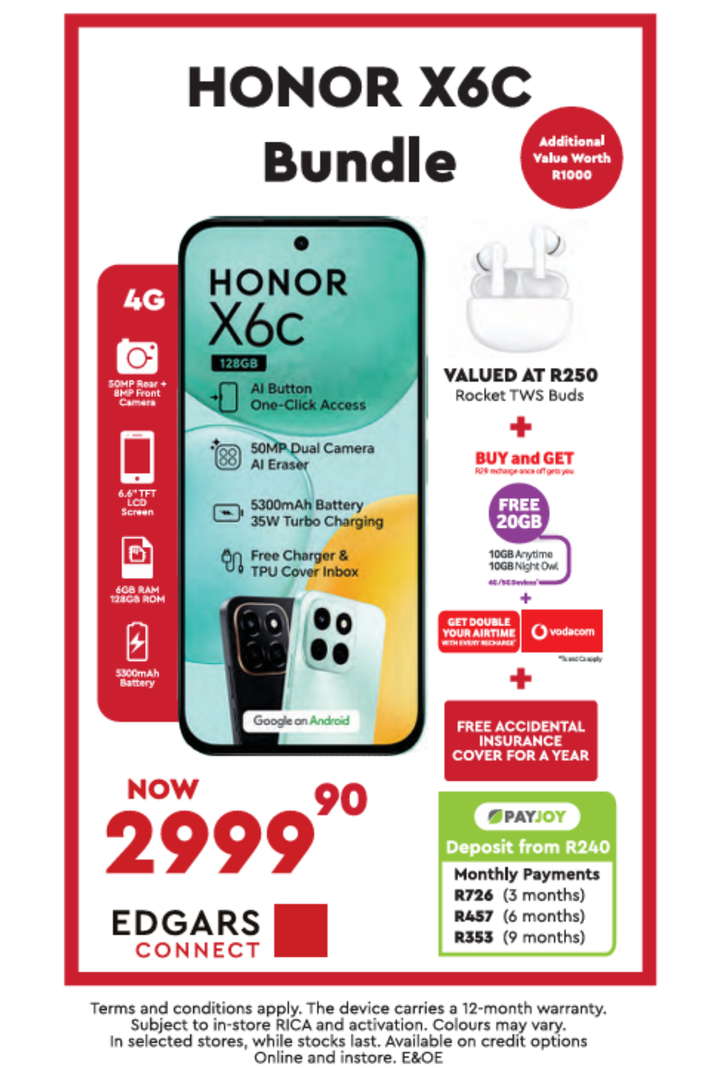 X6C 12GB Dual Sim Cellphone - Black - Box Deal