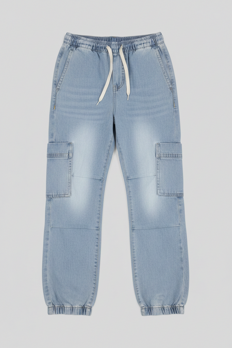 Pre-Girls Cargo Jogger Denim - Mid Blue