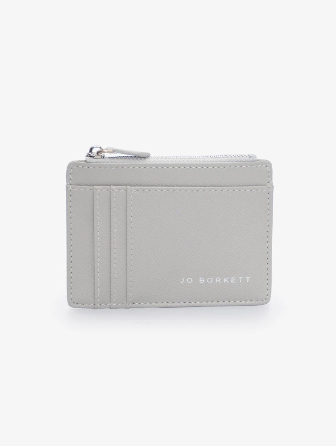Jessica Pebble Surface Cardholder With Embossed Logo - Grey