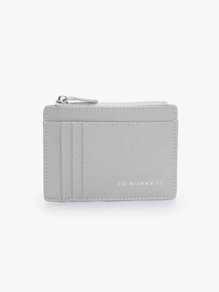 Jessica Pebble Surface Cardholder With Embossed Logo - Grey