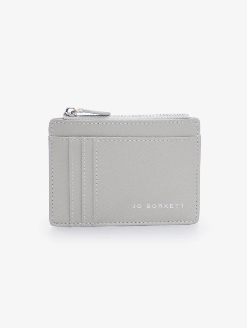 Jessica Pebble Surface Cardholder With Embossed Logo - Grey