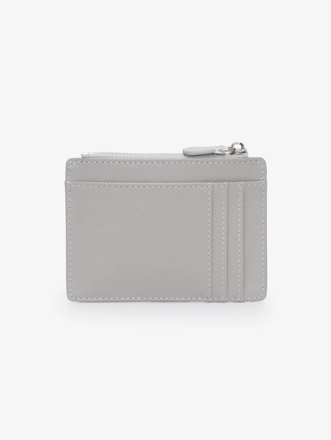 Jessica Pebble Surface Cardholder With Embossed Logo - Grey