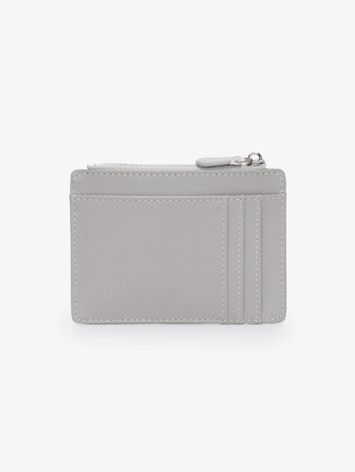 Jessica Pebble Surface Cardholder With Embossed Logo - Grey