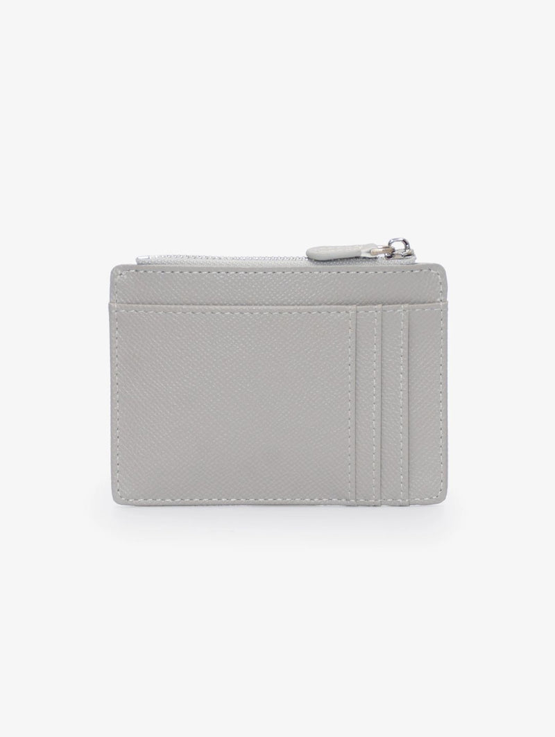Jessica Pebble Surface Cardholder With Embossed Logo - Grey