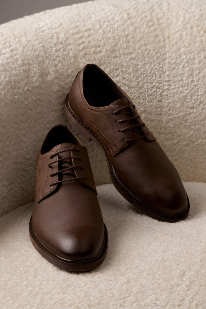 Smart Casual Lace Up Derby Shoe - Chocolate