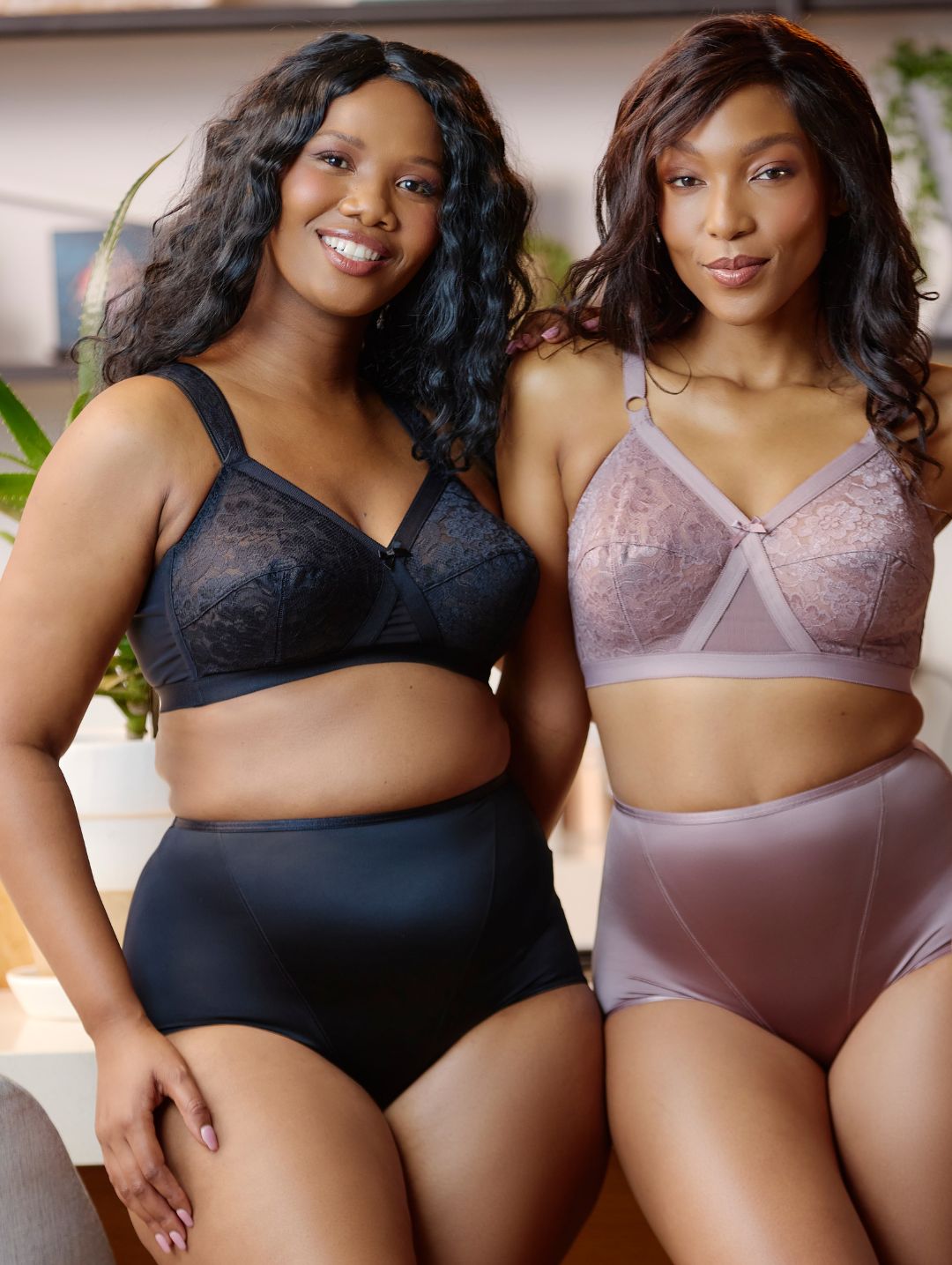 2 Pack Lace Cross Your Heart Bras - Mocha/Black