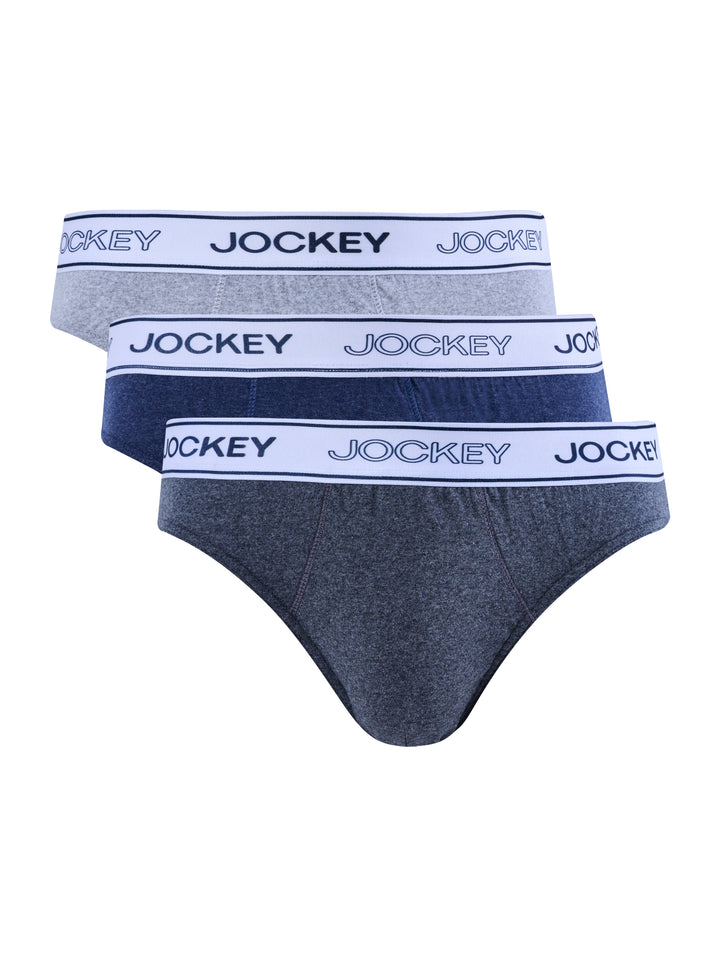 3 Pack Mono Elastic Briefs - Grey/Indigo/Charcoal