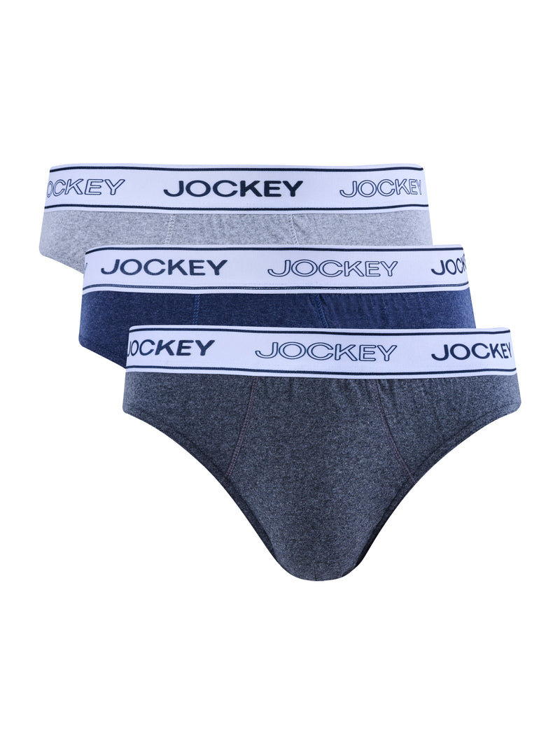 3 Pack Mono Elastic Briefs - Grey/Indigo/Charcoal