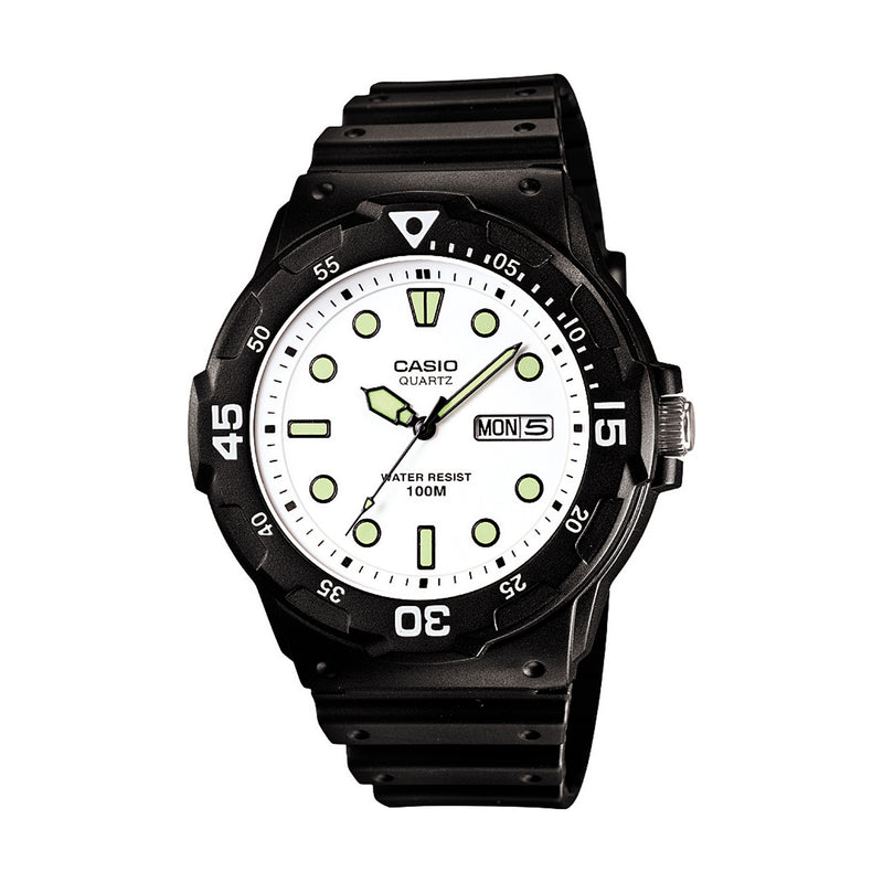Analog Sport Day Date White Dial Watch - Black