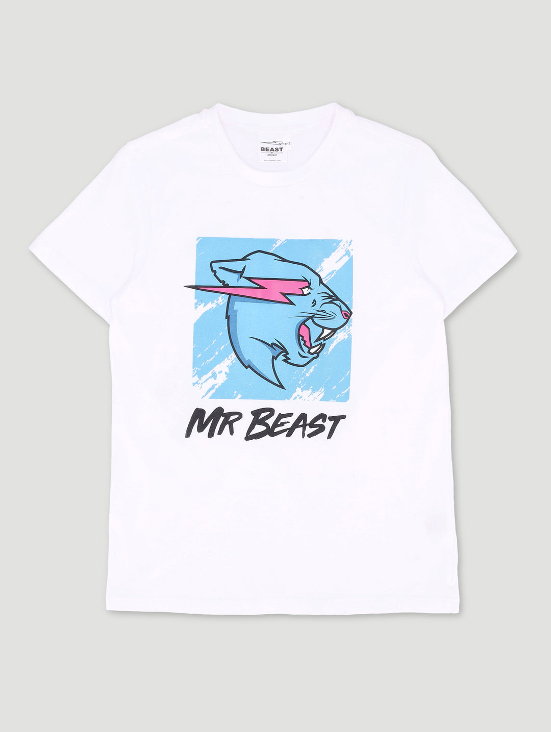 Boys Mr Beast Pixel Fade Tee - White