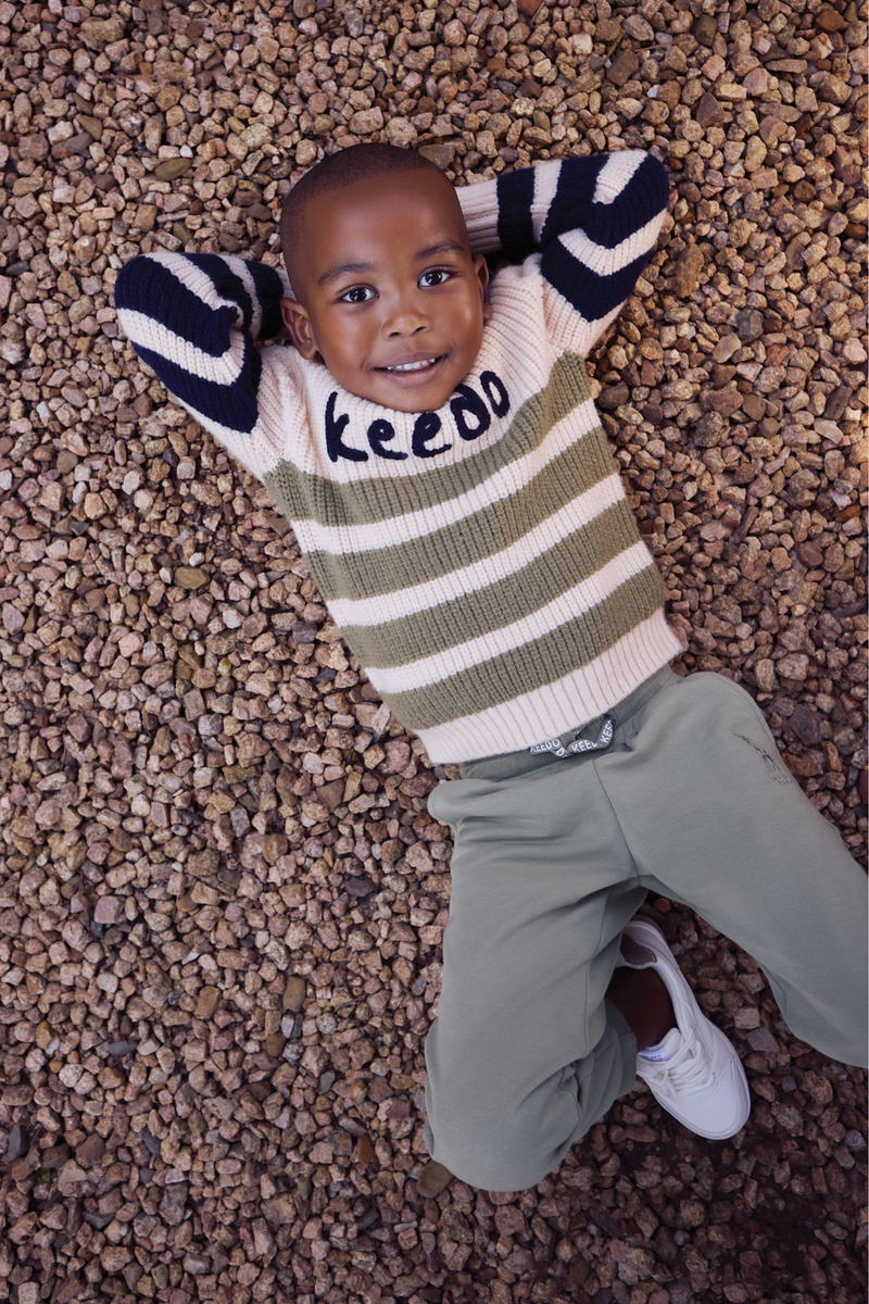 Keedo Pre-Boys Stripe Knit Pullover - Cream