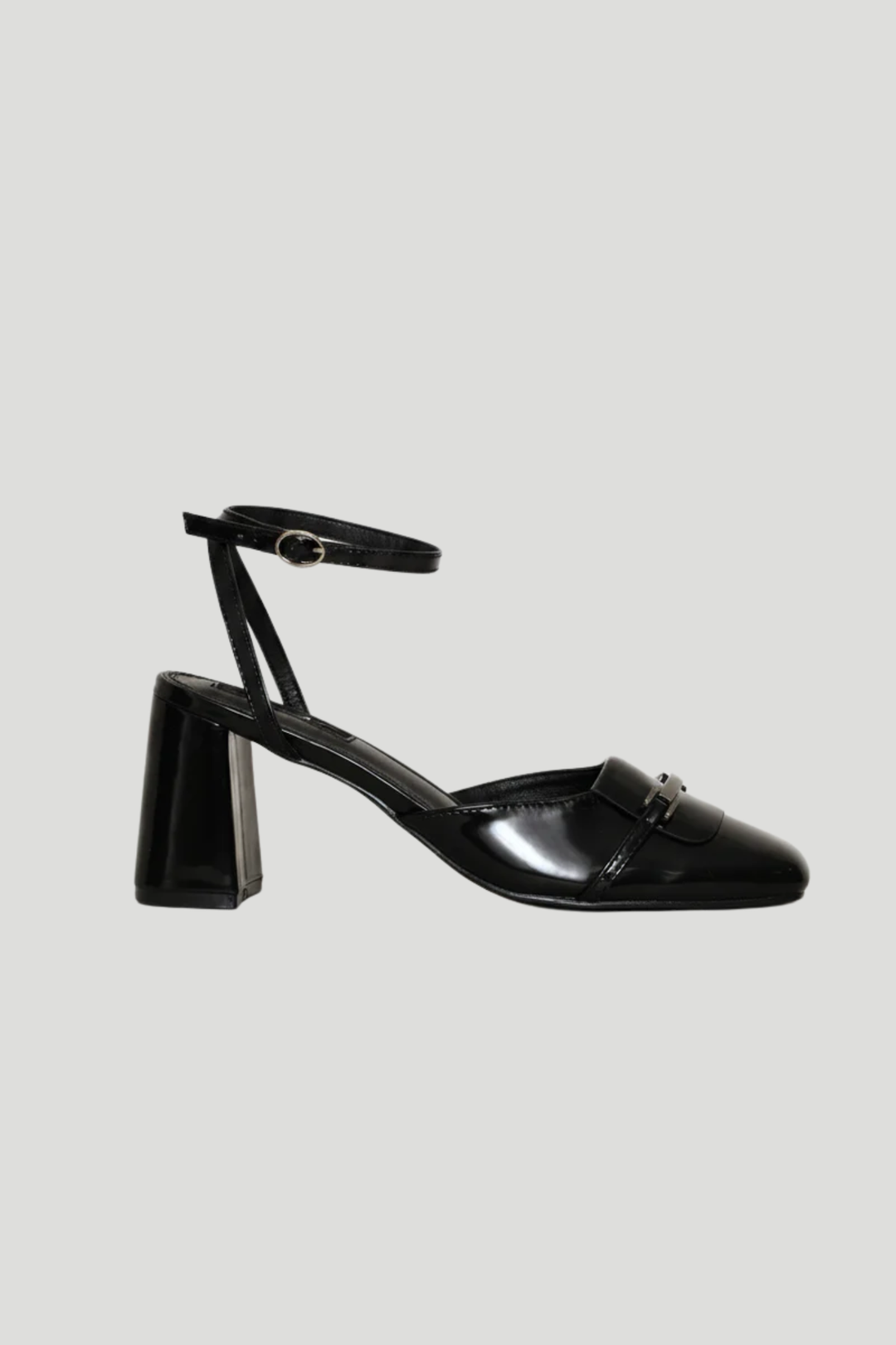 Square Toe Apron Mule Heel - Black