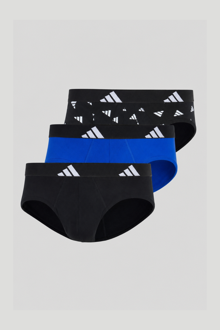 3 Pack Active Flex Cotton Brief - Black/Blue