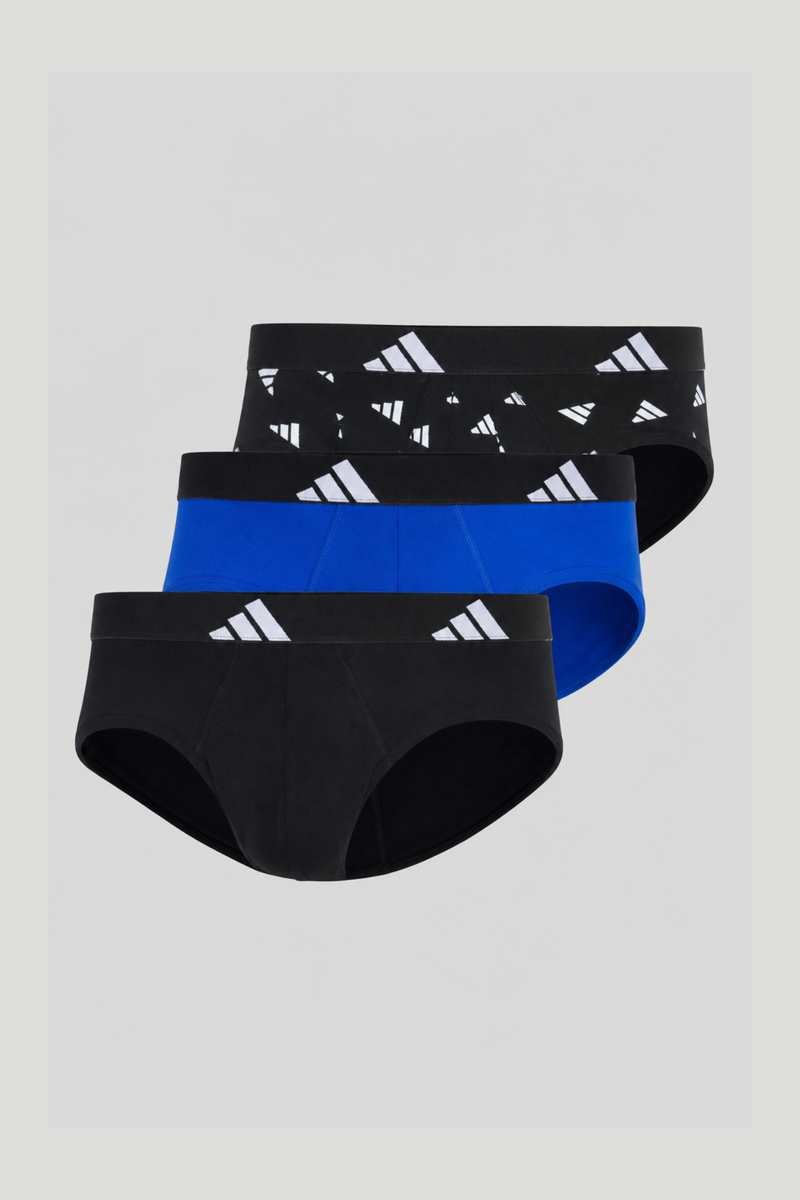 3 Pack Active Flex Cotton Brief - Black/Blue