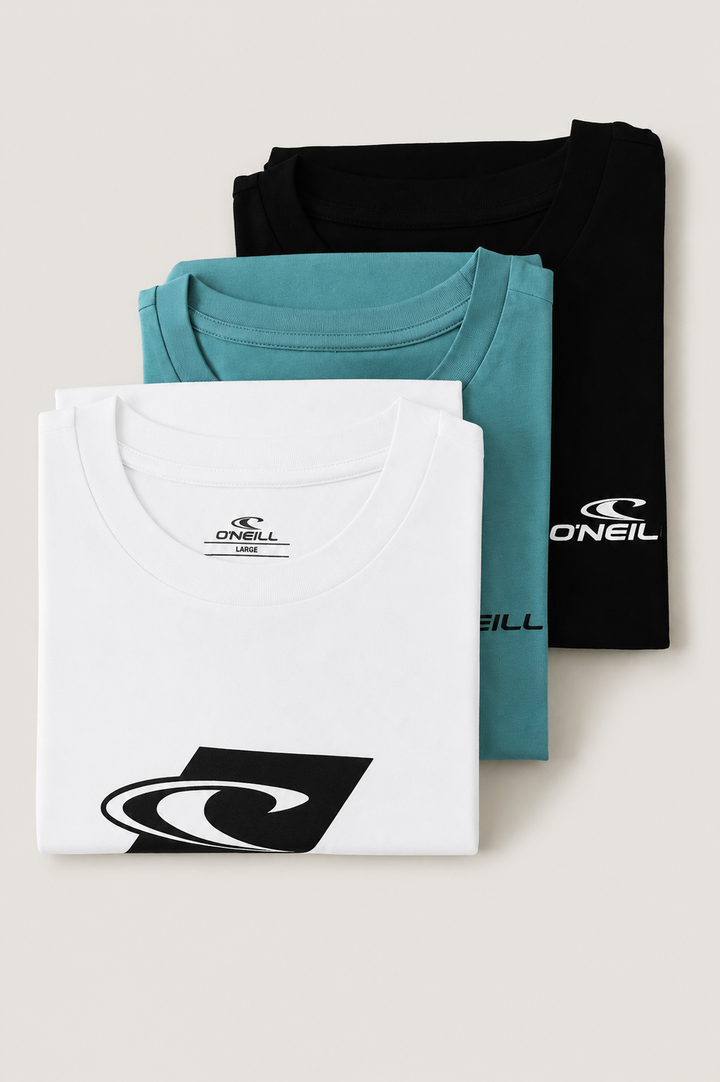 3 Pack Brand Tees - White/Blue/Black