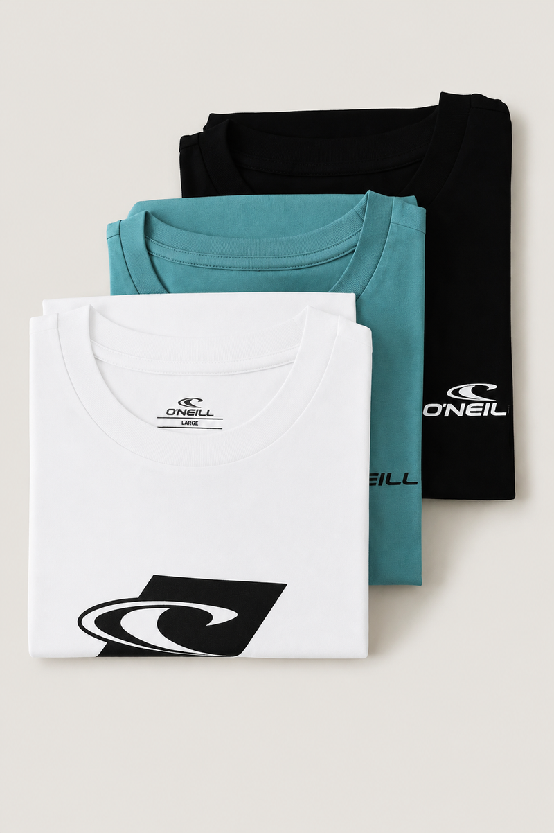 3 Pack Brand Tees - White/Blue/Black