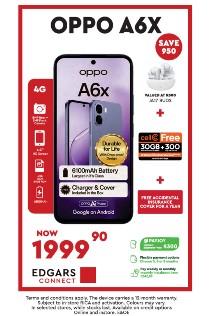 A6x 4GB/64GB Dual Sim Cellphone - Purple - Box Deal