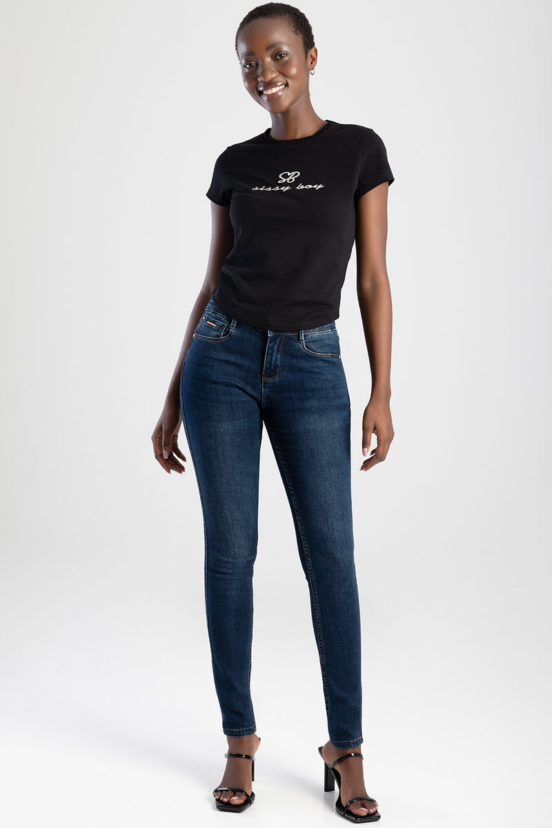 Logan Axel Dark Vintage Skinny Denim - Dark Wash