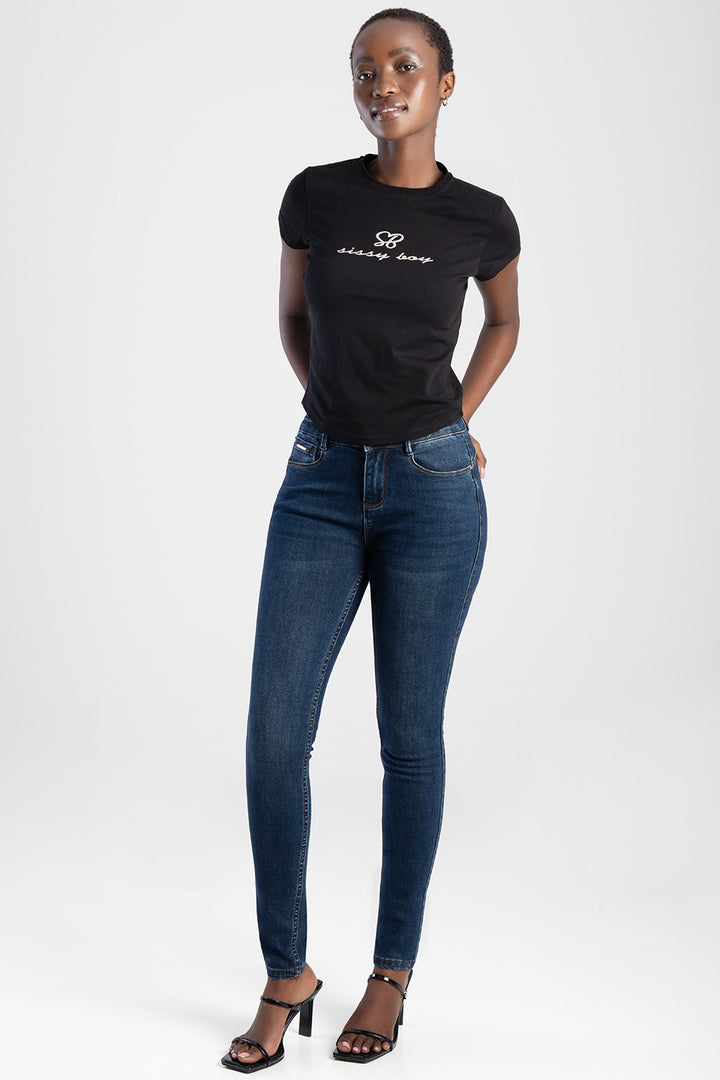 Logan Axel Dark Vintage Skinny Denim - Dark Wash