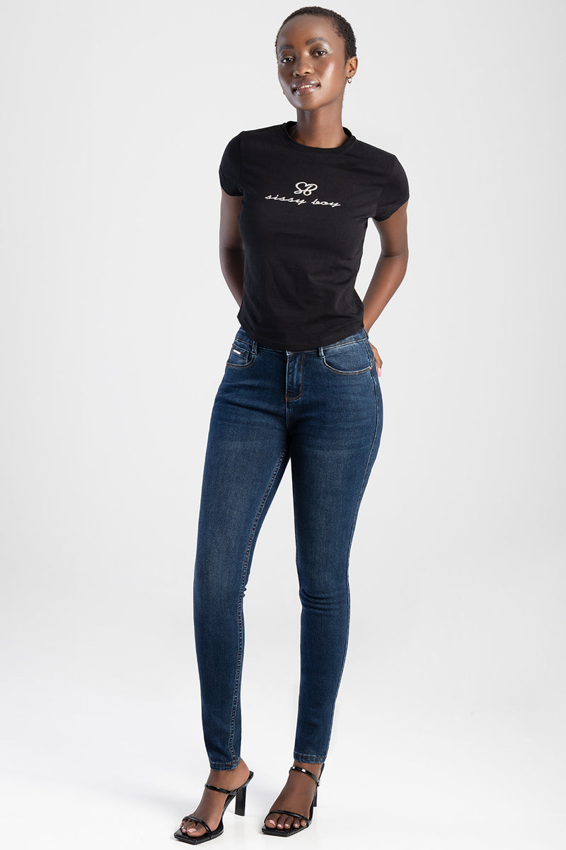 Logan Axel Dark Vintage Skinny Denim - Dark Wash